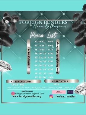 Foreign Bundles Hair Extensions - Teal Black Price List